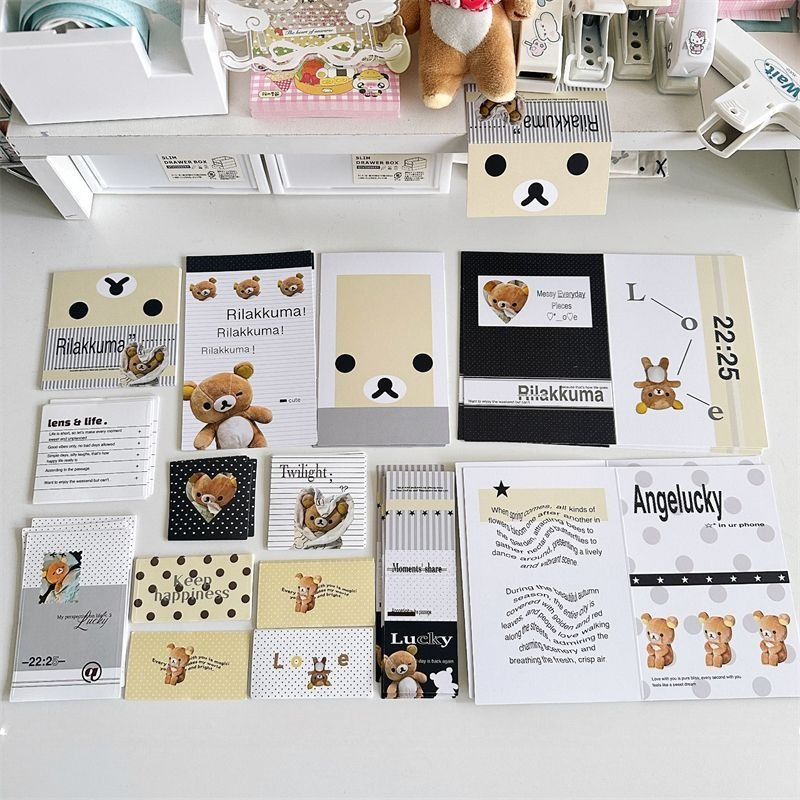 Phone Accessories Background - กระดาษตกแต่งสมุดบันทึก Rilakkuma ลายหมีคาวาอี้ กระดาษพื้นหลังสำหรับสมุดภาพ เคสมือถือ แก้วน้ำ