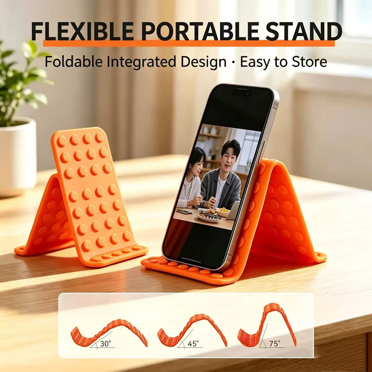 Phone Accessories Hooks - ขาตั้งโทรศัพท์แบบพกพา ปรับมุมได้ วัสดุซิลิโคน สำหรับวางบนโต๊ะ ใช้ได้กับแท็บเล็ตและแล็ปท็อป ขาตั้งพับได้พร้อมตะขอ