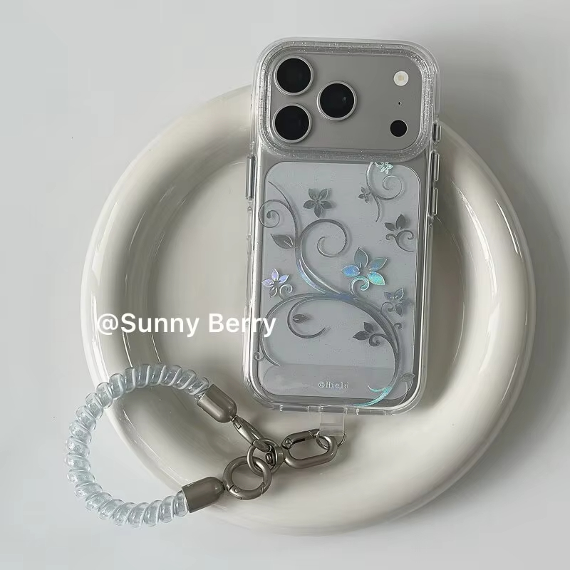 Magnetic Phone Case - เคสโทรศัพท์ลายดอกไม้เรียบง่ายสไตล์ Y2K พร้อมกลิตเตอร์ สำหรับ iPhone Ultra