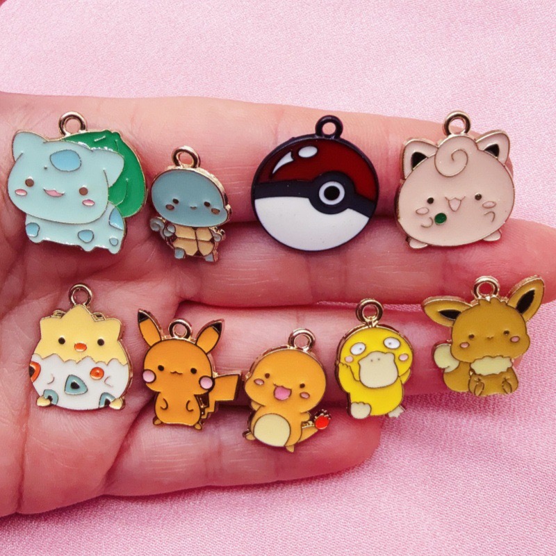 Phone Accessories And Gadgets - 10 ชิ้น อุปกรณ์ตกแต่งเครื่องประดับลายการ์ตูนแบบเคลือบน้ำมัน สำหรับทำสร้อยข้อมือ DIY จี้พวงกุญแจ