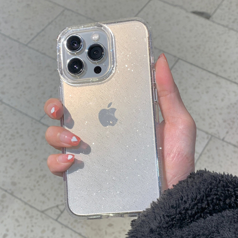 Y2K Phone Accessories - โปร่งใสง่ายGlitterเคสโทรศัพท์สําหรับiPhone 16 15 14 13 12