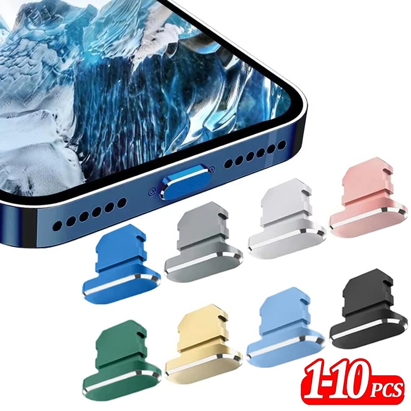 Phone Accessories Design - 2-10 ชิ้นปลั๊กกันฝุ่นโลหะ ปลั๊กกันฝุ่นสำหรับชาร์จสำหรับไอแพด ไอโฟน 14 พลัส