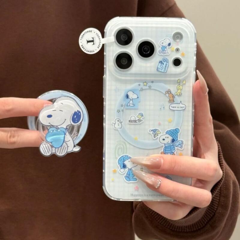 Phone Accessories From China - เคสโทรศัพท์ Snoopy ลายสโนว์แมนสีฟ้าสุดน่ารัก เหมาะสำหรับตกแต่งโทรศัพท์ Apple ให้ดูน่ารัก
