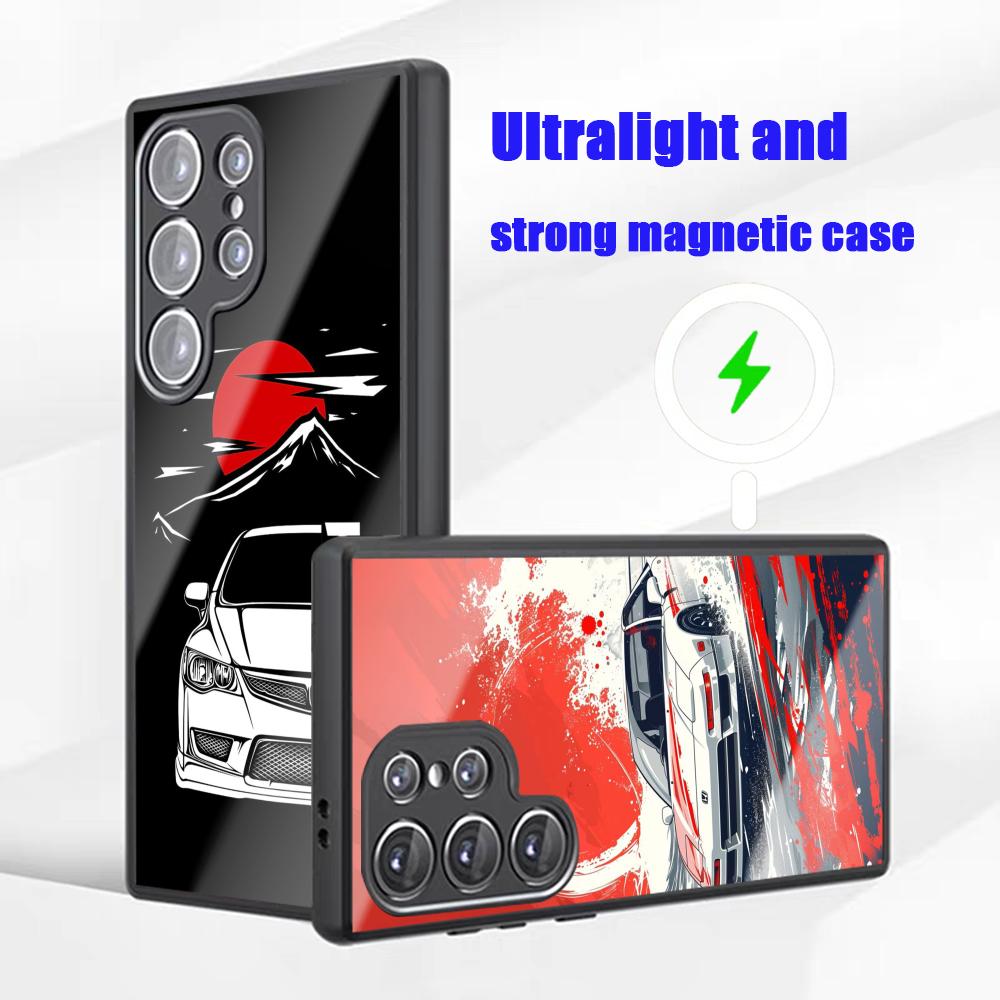 Magnetic Phone Case - เคสโทรศัพท์ลายรถสปอร์ต JDM สำหรับ Samsung S26 S25