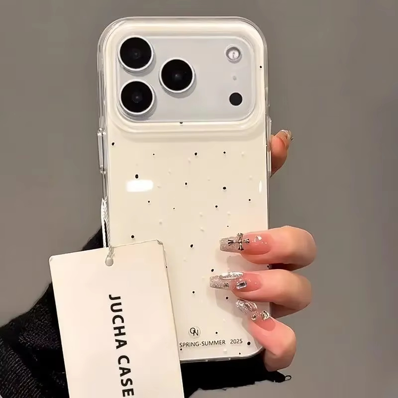 Y2K Phone Accessories - เคสโทรศัพท์ลายจุดสีขาวสไตล์เกาหลีเรียบง่าย สำหรับ iPhone 17 AIR 16