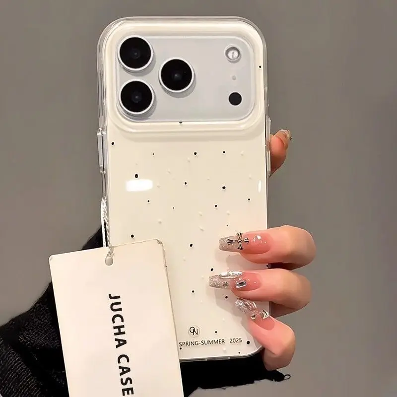 Y2K Phone Accessories - เคสโทรศัพท์ลายการ์ตูนจุดๆ สไตล์เกาหลี น่ารัก สร้างสรรค์ สำหรับ iPhone