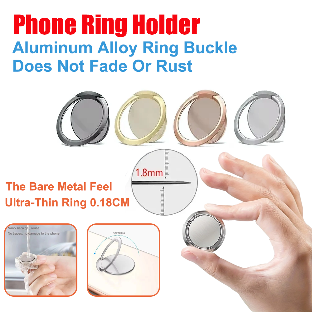 Phone Accessories And Gadgets - ที่วางโทรศัพท์แบบวงแหวนโลหะบางเฉียบ หมุนได้ 360 องศา ° ขาตั้งโทรศัพท์แบบพับได้